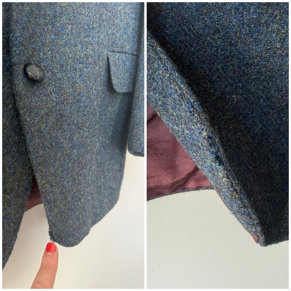 Vintage Harris Tweed Blazer Jacket Wool Men's 42R Blue Flecked 70s 80s - Picture 6 of 7
